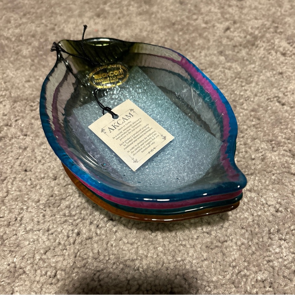 Akcam Turkish Glass Lemons  Appetizer Plate Dish - Set of 4 - New Colorful 6’